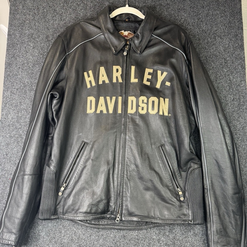 Harley Davidson 2003 100th Anniversary Leather Jacket Men XL Black Motorcycle